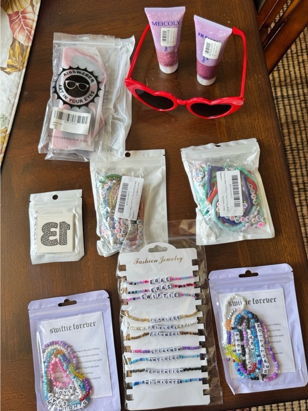 Taylor Swift Friendship Bracelets, Sun Glasses, Fake Tattoos and Body Glitter